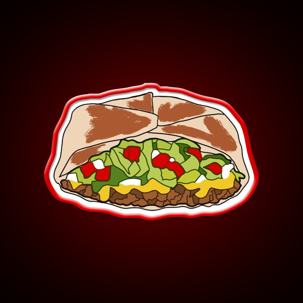 Crunchwrap Fast Food Led Neon Sign For Burger Place Rgb Color