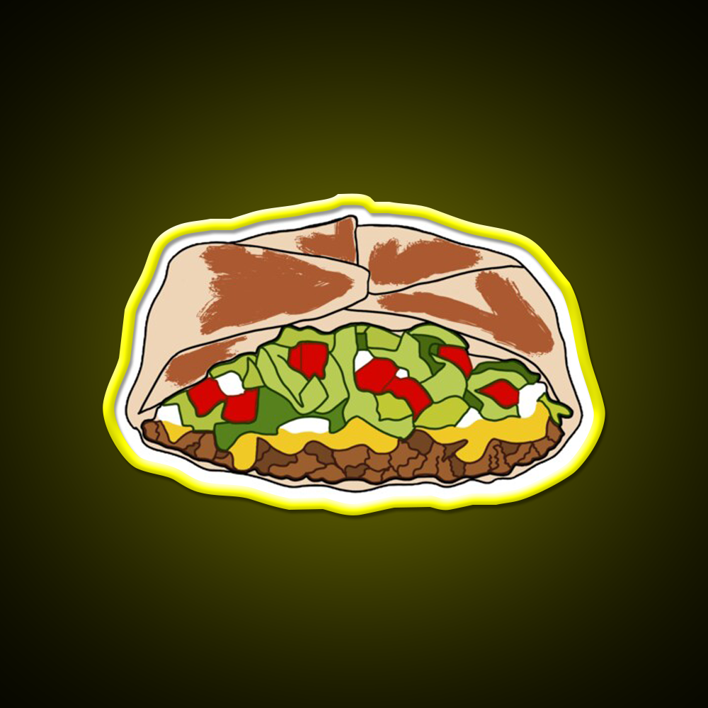 Crunchwrap Fast Food Led Neon Sign For Burger Place Rgb Color