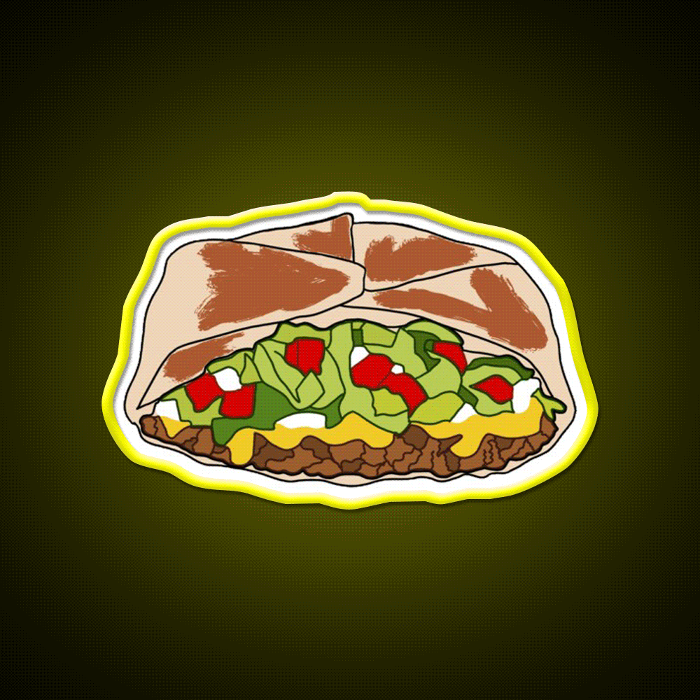 Crunchwrap Snack Food Led Neon Sign Rgb Color - Custom LED neon sign front view