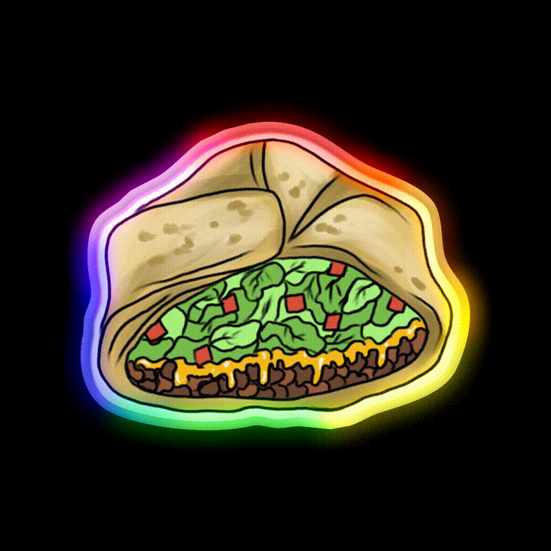 Crunchwrap Supreme Fast Food Led Neon Sign For Burger Place Rgb Color