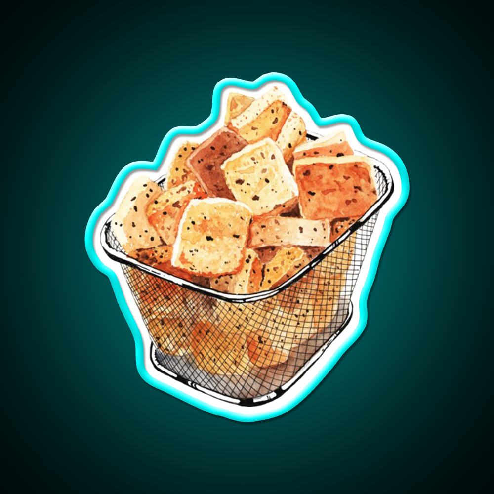 Crunchy Garlic Croutons Fast Food Led Neon Sign For Burger Place Rgb Color