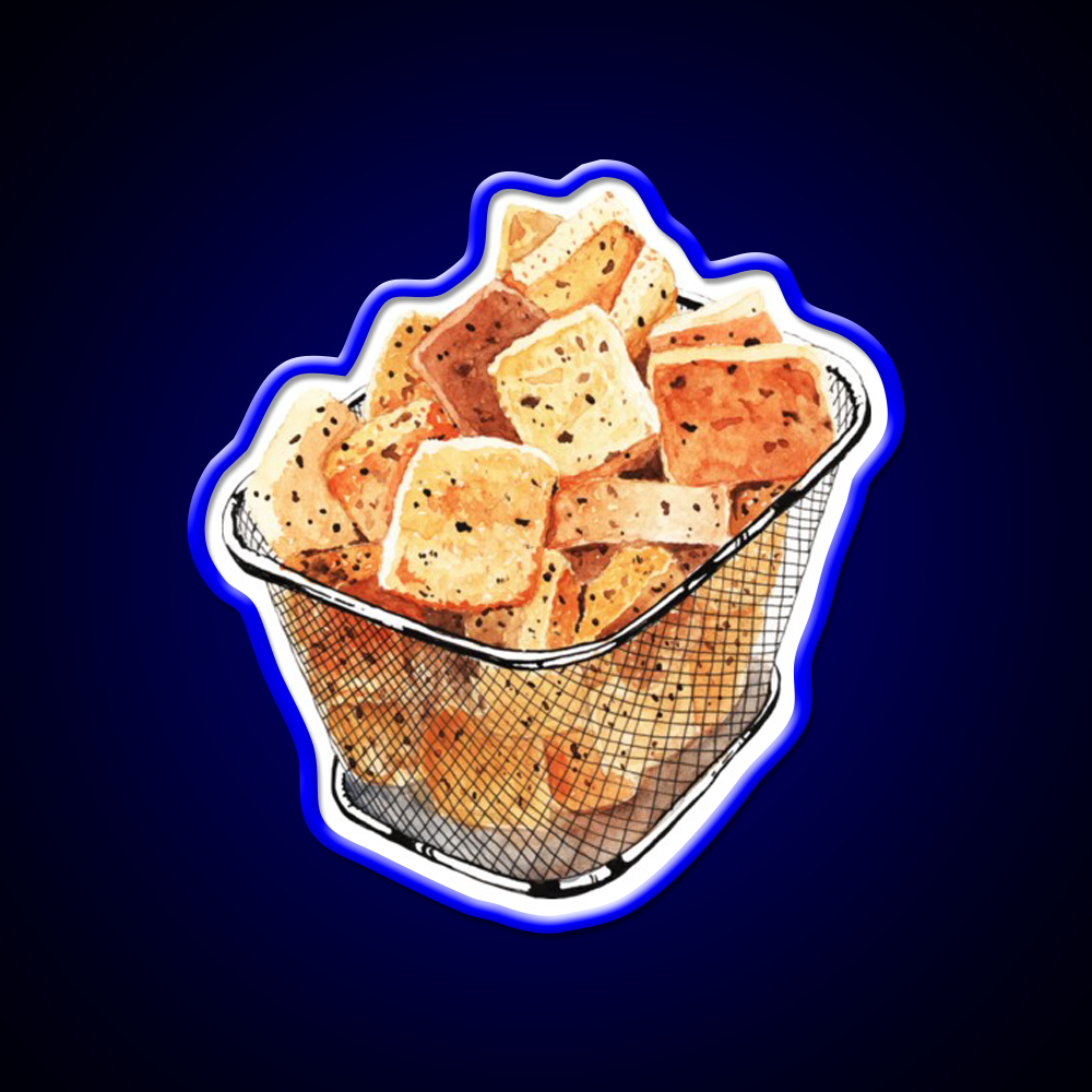 Crunchy Garlic Croutons Fast Food Led Neon Sign For Burger Place Rgb Color
