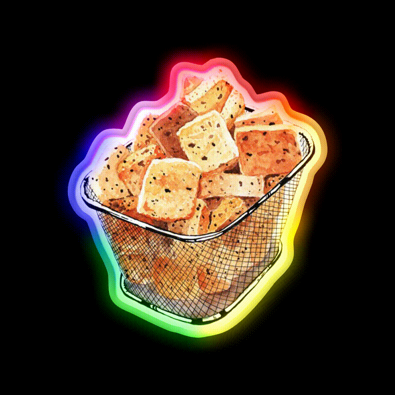 Crunchy Garlic Croutons Fast Food Led Neon Sign For Burger Place Rgb Color