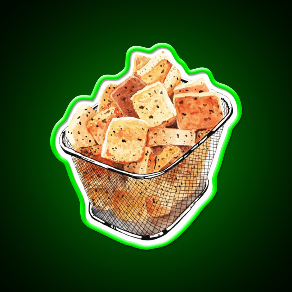Crunchy Garlic Croutons Fast Food Led Neon Sign For Burger Place Rgb Color