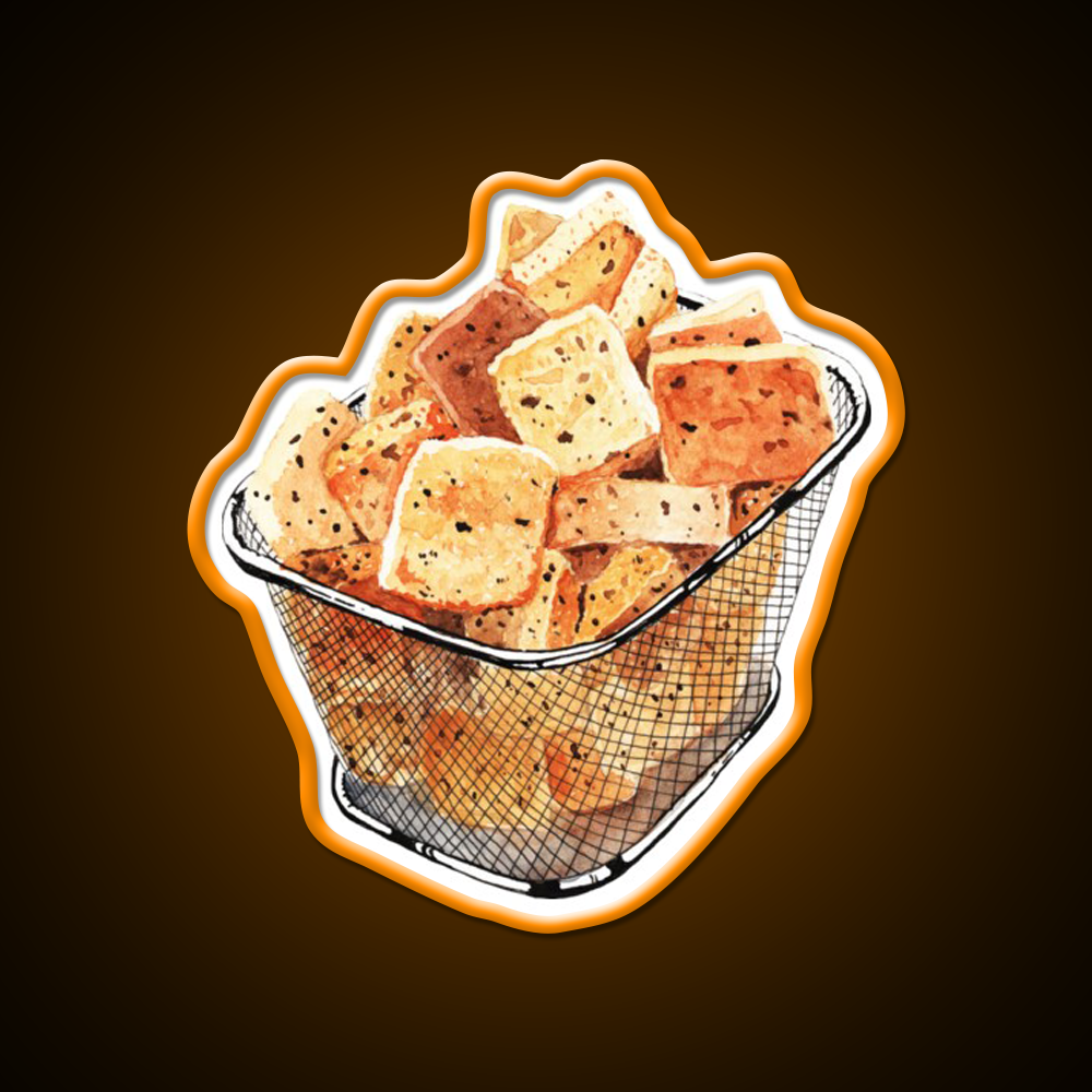 Crunchy Garlic Croutons Fast Food Led Neon Sign For Burger Place Rgb Color