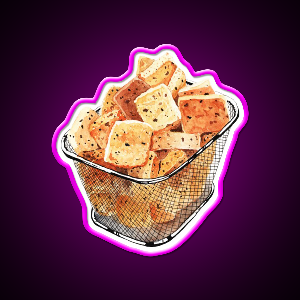 Crunchy Garlic Croutons Fast Food Led Neon Sign For Burger Place Rgb Color