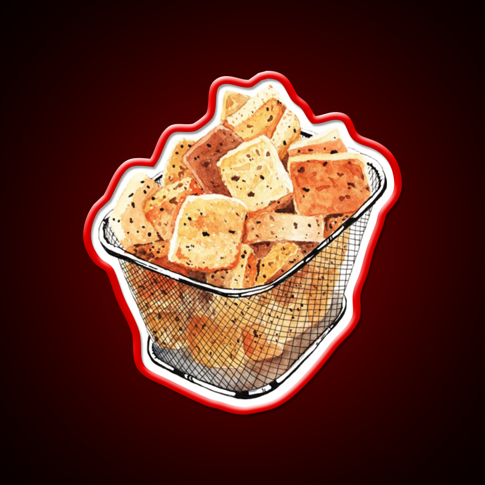 Crunchy Garlic Croutons Fast Food Led Neon Sign For Burger Place Rgb Color