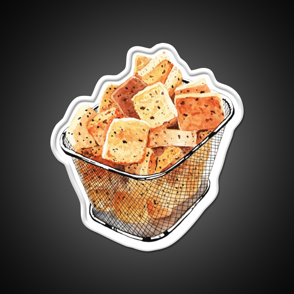 Crunchy Garlic Croutons Fast Food Led Neon Sign For Burger Place Rgb Color