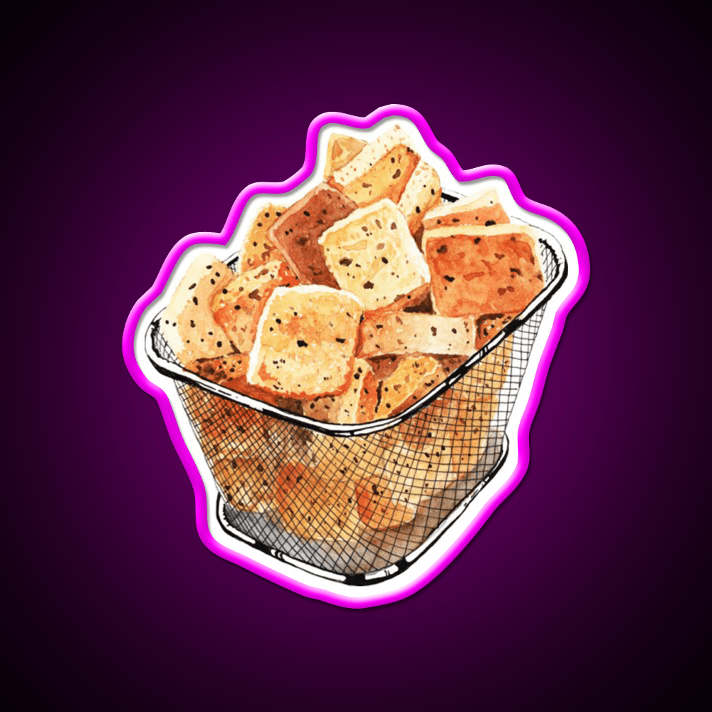 Crunchy Garlic Croutons Snack Food Led Neon Sign Rgb Color - Shineneon