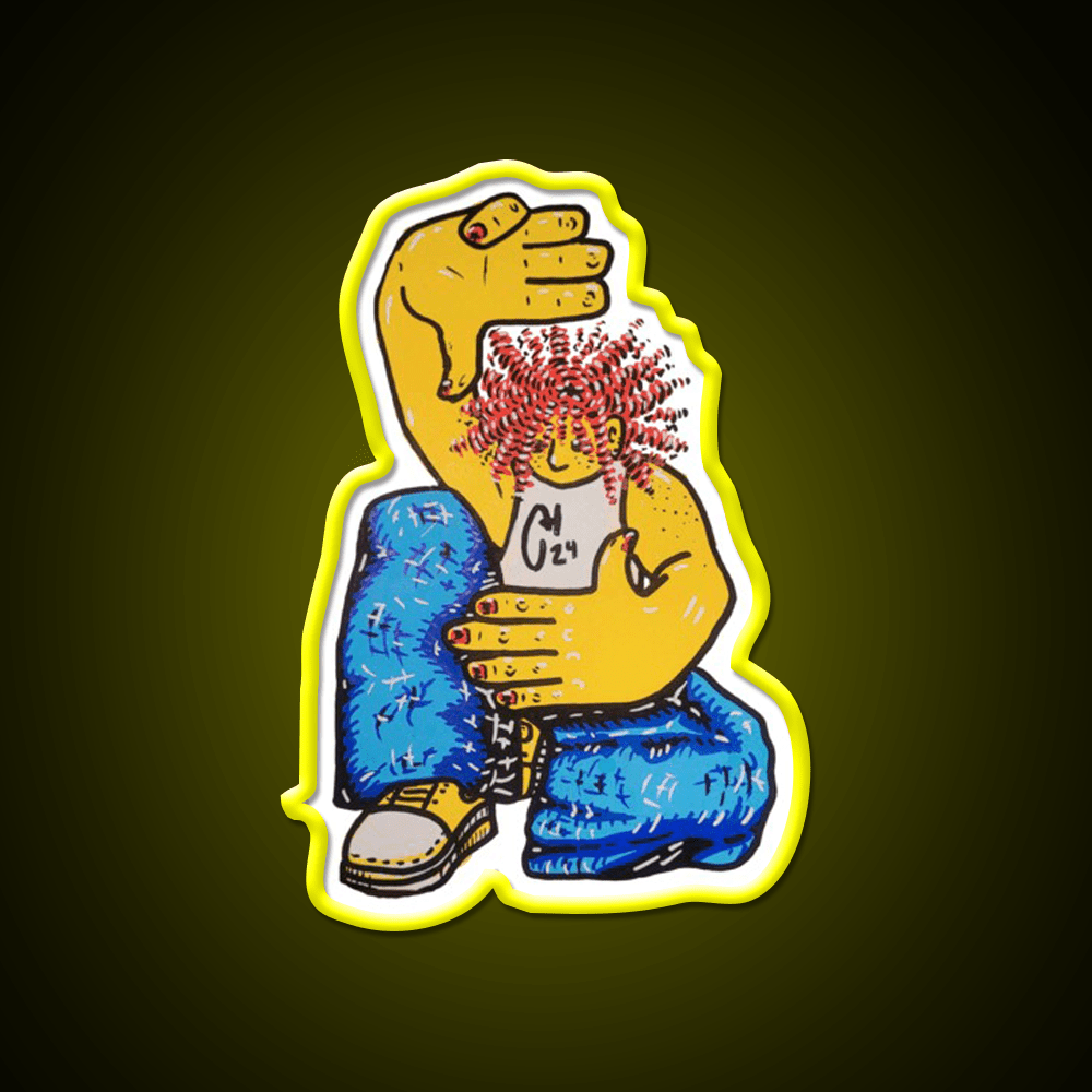 Crunchy Hands Portrait Doodle No 4 Nail Salon Led Neon Sign Rgb Color - Shineneon