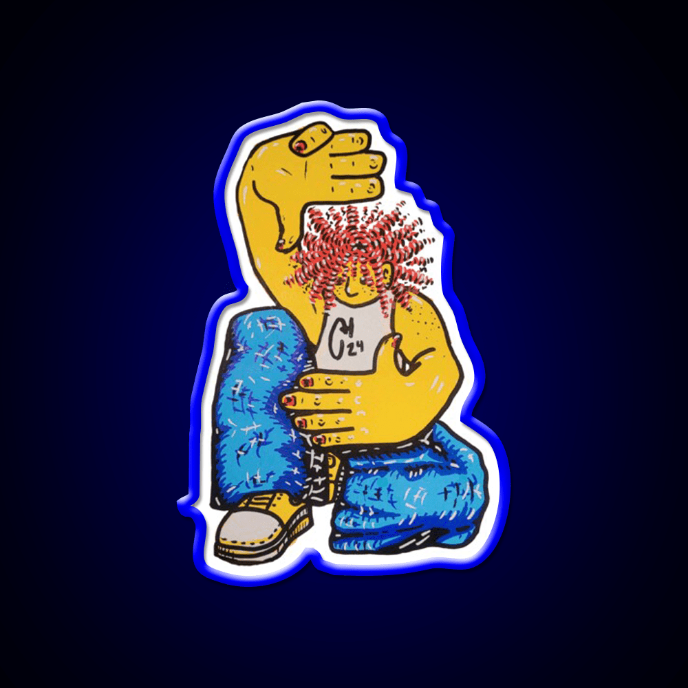Crunchy Hands Portrait Doodle No 4 Nail Salon Led Neon Sign Rgb Color - Shineneon