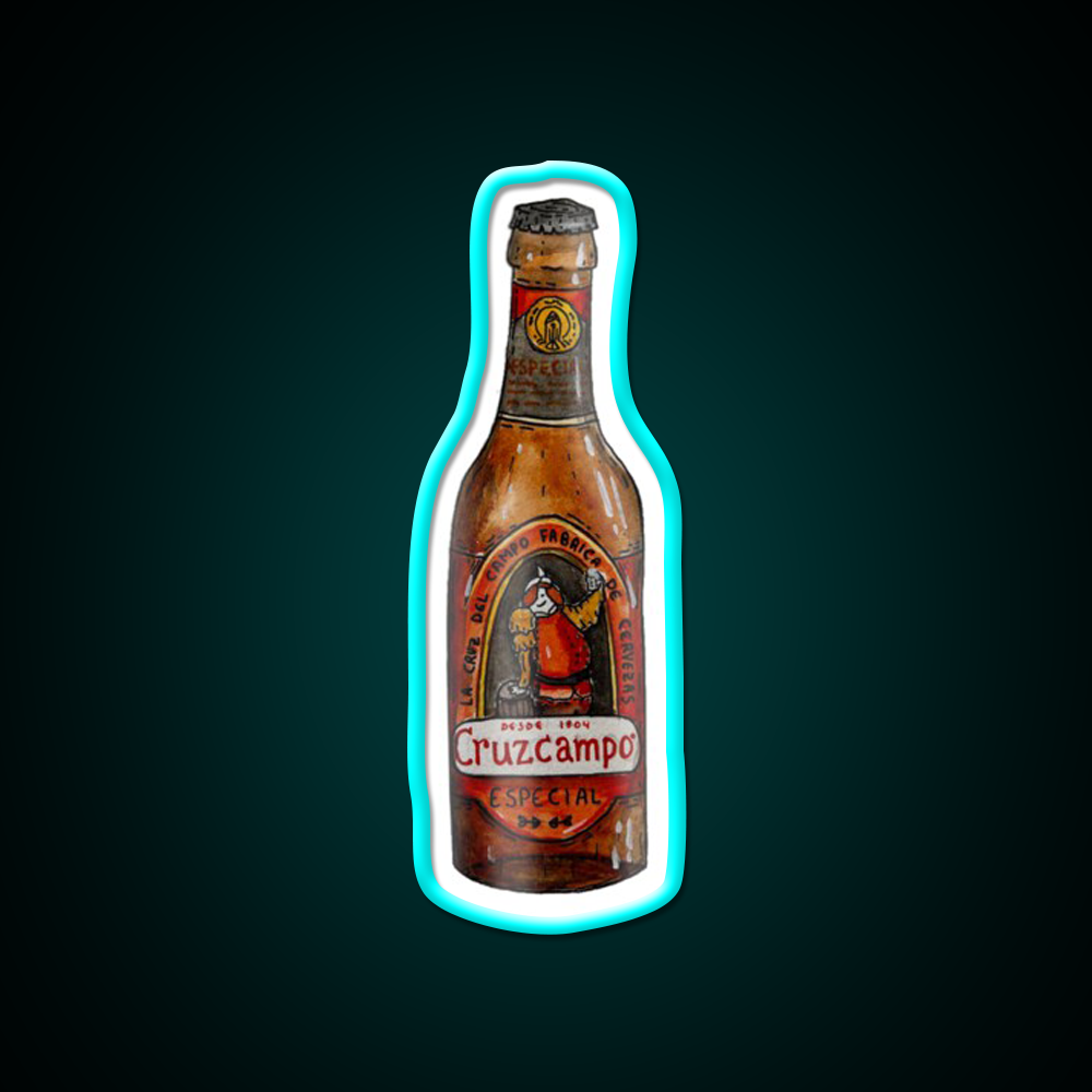 Cruzcampo Beer Bar Decor Led Neon Sign Rgb Color - Size and dimension reference