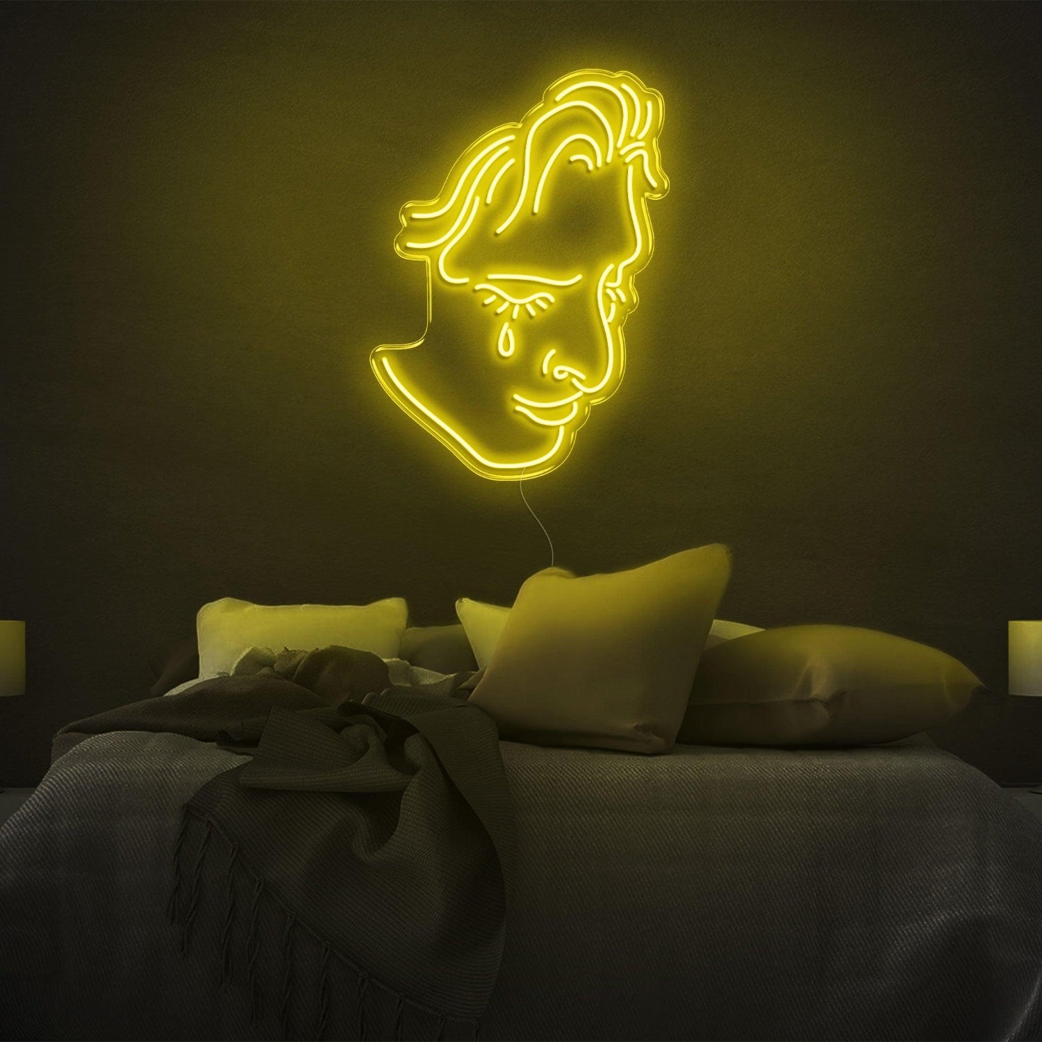 Crying Face Blue Led Neon Sign For Modern Bedroom Decor | Shineneon