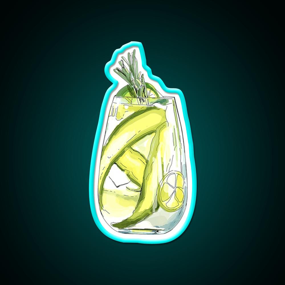 Cucumber Gin Tonic Cocktail Bar Decor Led Neon Sign Rgb Color - Shineneon