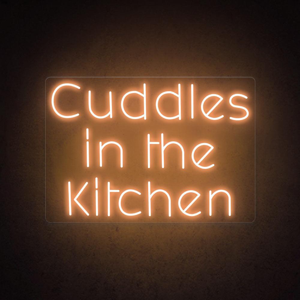 Cuddles In The Kitchen White Script Led Neon Sign For Kitchen Decor | Shineneon
