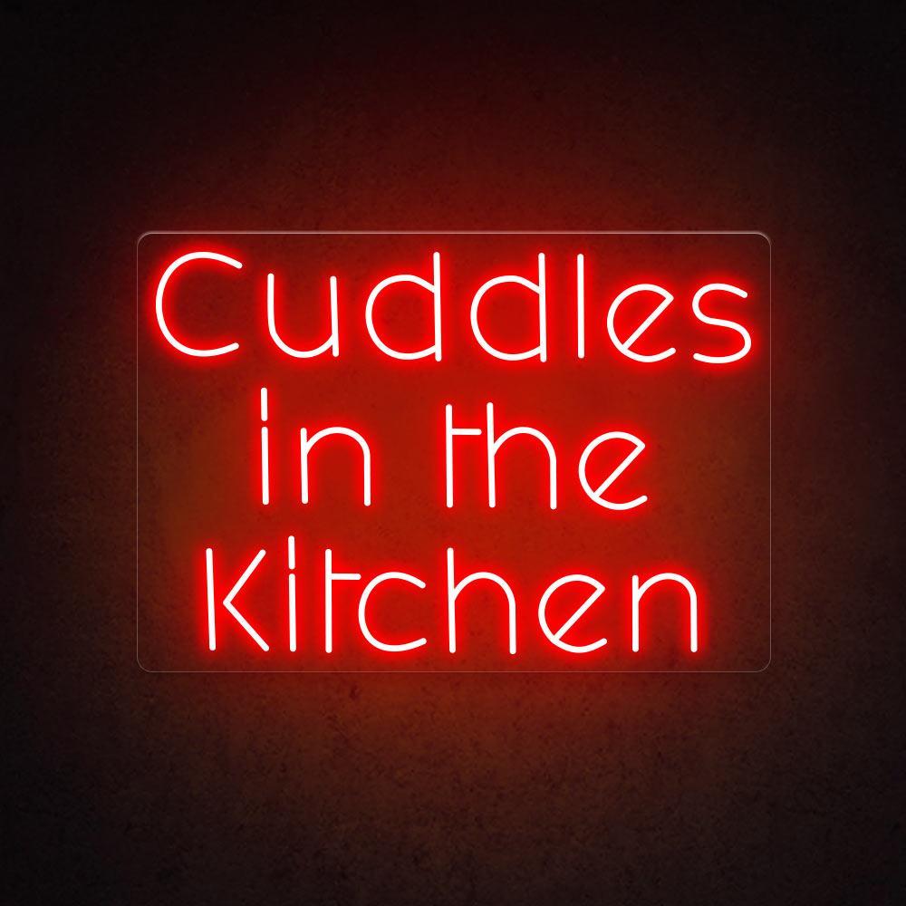 Cuddles In The Kitchen White Script Led Neon Sign For Kitchen Decor | Shineneon
