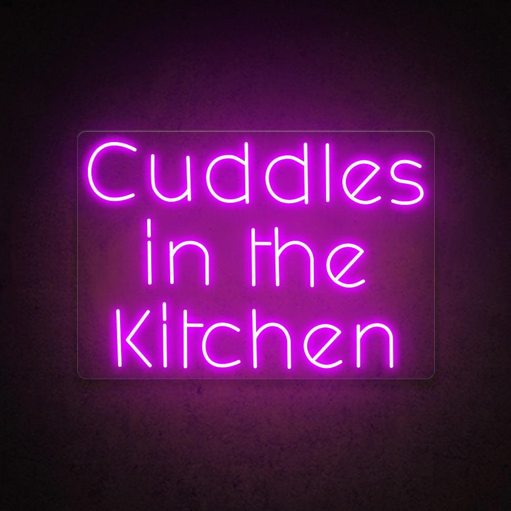 Cuddles In The Kitchen White Script Led Neon Sign For Kitchen Decor | Shineneon