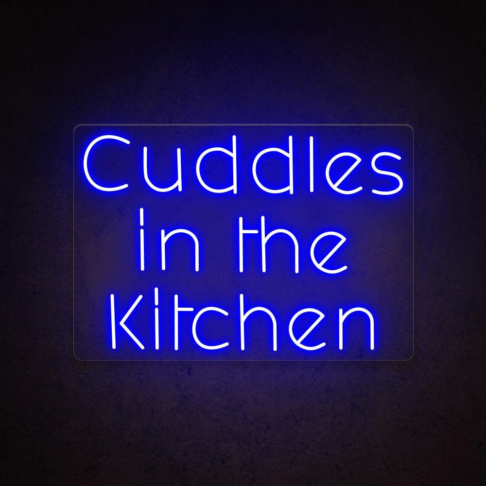 Cuddles In The Kitchen White Script Led Neon Sign For Kitchen Decor | Shineneon