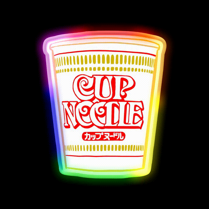 Cup Noodle Snack Food Led Neon Sign Rgb Color - LED neon sign close-up detail