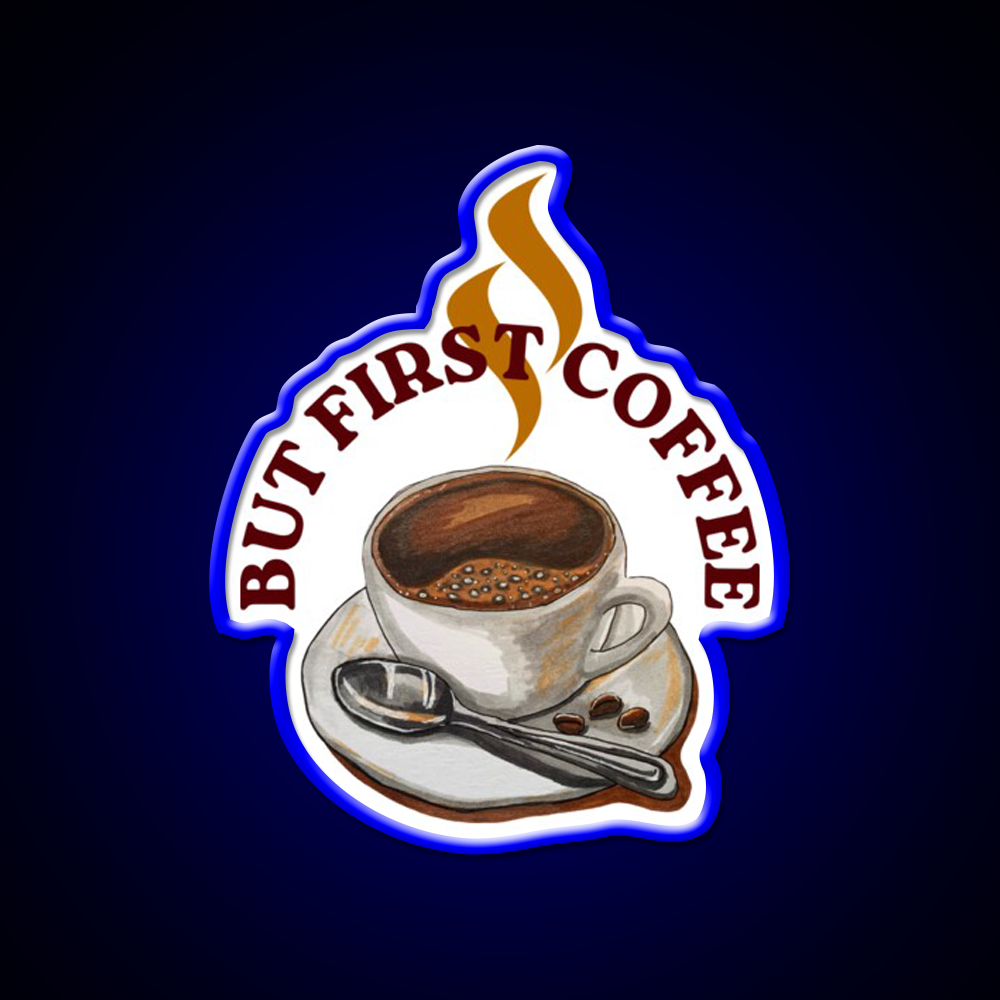 Cup Of Coffee First Cafe Led Neon Sign Espresso Bar Art Rgb Color