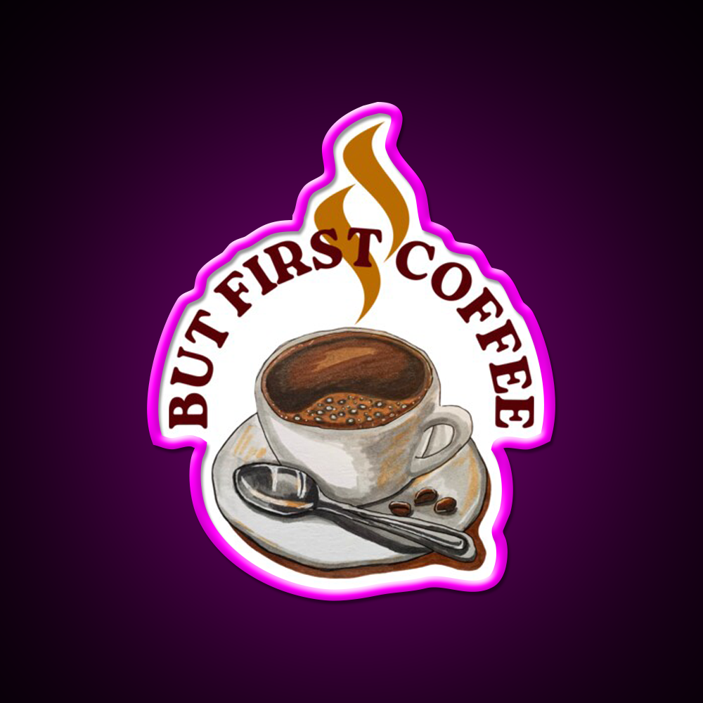 Cup Of Coffee First Cafe Led Neon Sign Espresso Bar Art Rgb Color