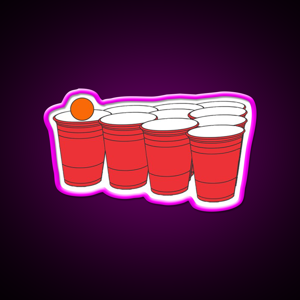 Cup Pong Beer Bar Decor Led Neon Sign Rgb Color - Neon sign mounted on wall in room