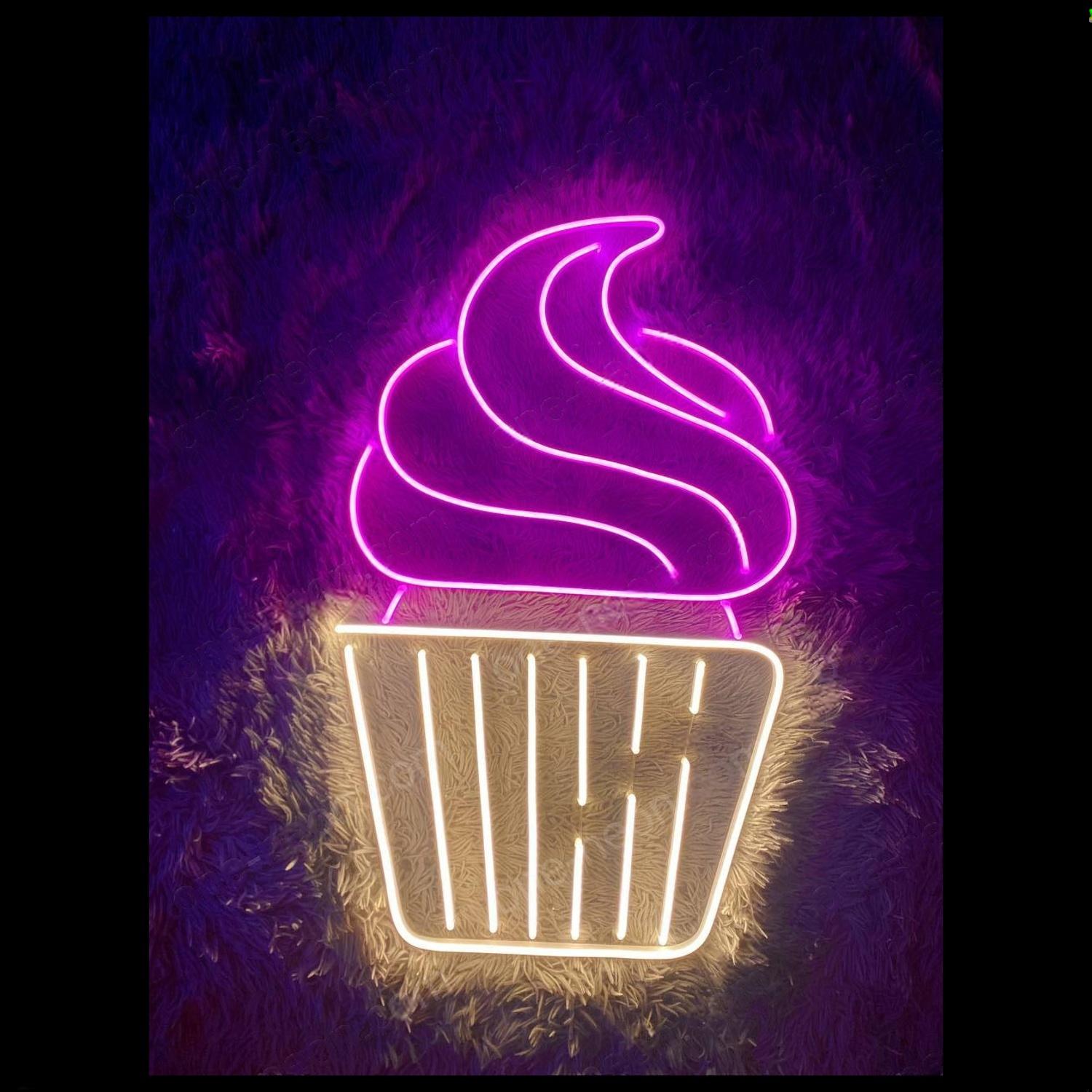 Cupcake Led Neon Sign With Pink White Design For Bakery Cafe Party Decor | Shineneon