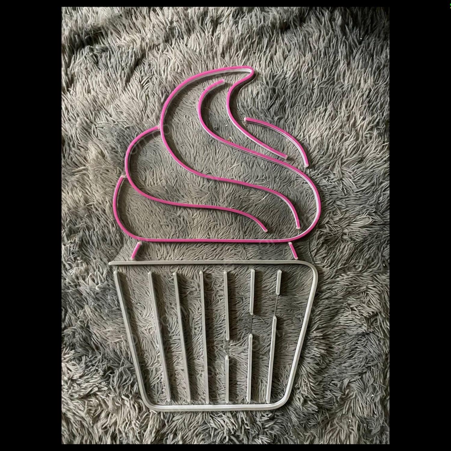 Cupcake Led Neon Sign With Pink White Design For Bakery Cafe Party Decor | Shineneon