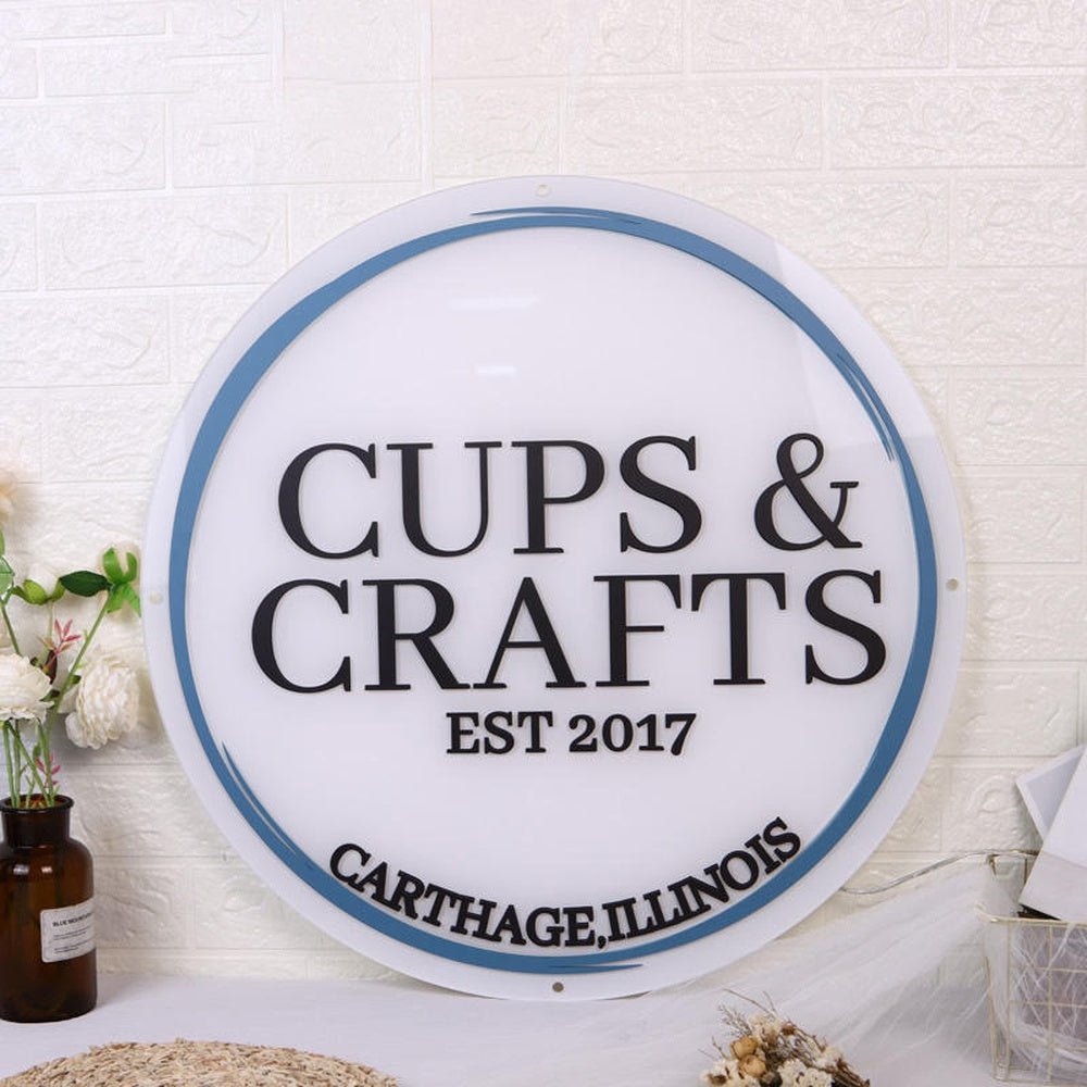 Cups Crafts Acrylic Business Logo Sign - Shineneon
