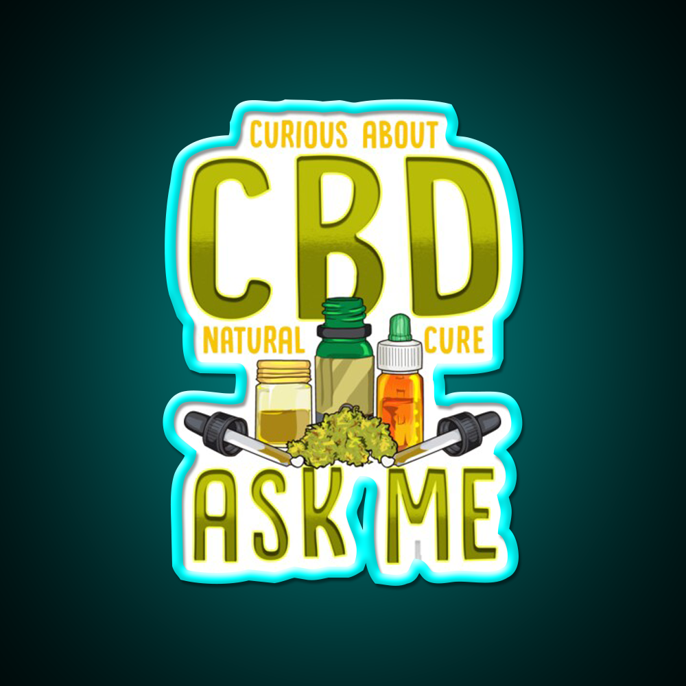 Curious About Cbd Natural Cure Ask Me Funny Gifts Green Leaf Led Neon Sign Rgb Color - Size and dimension reference