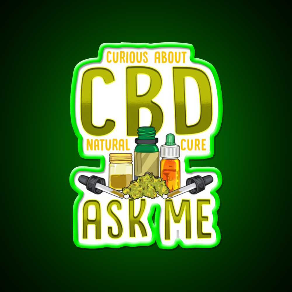 Curious About Cbd Natural Cure Ask Me Funny Gifts Green Leaf Led Neon Sign Rgb Color - LED neon sign view 8