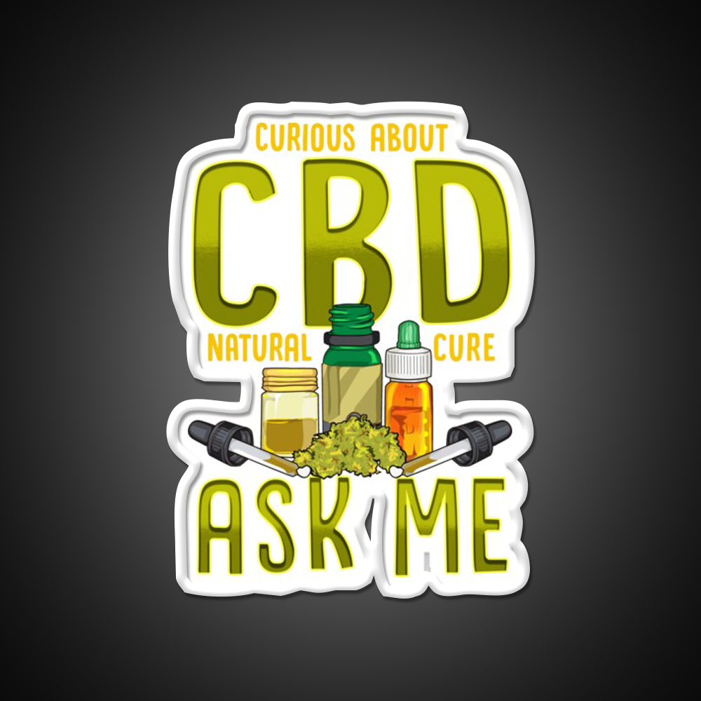 Curious About Cbd Natural Cure Ask Me Funny Gifts Green Leaf Led Neon Sign Rgb Color - LED neon sign view 11
