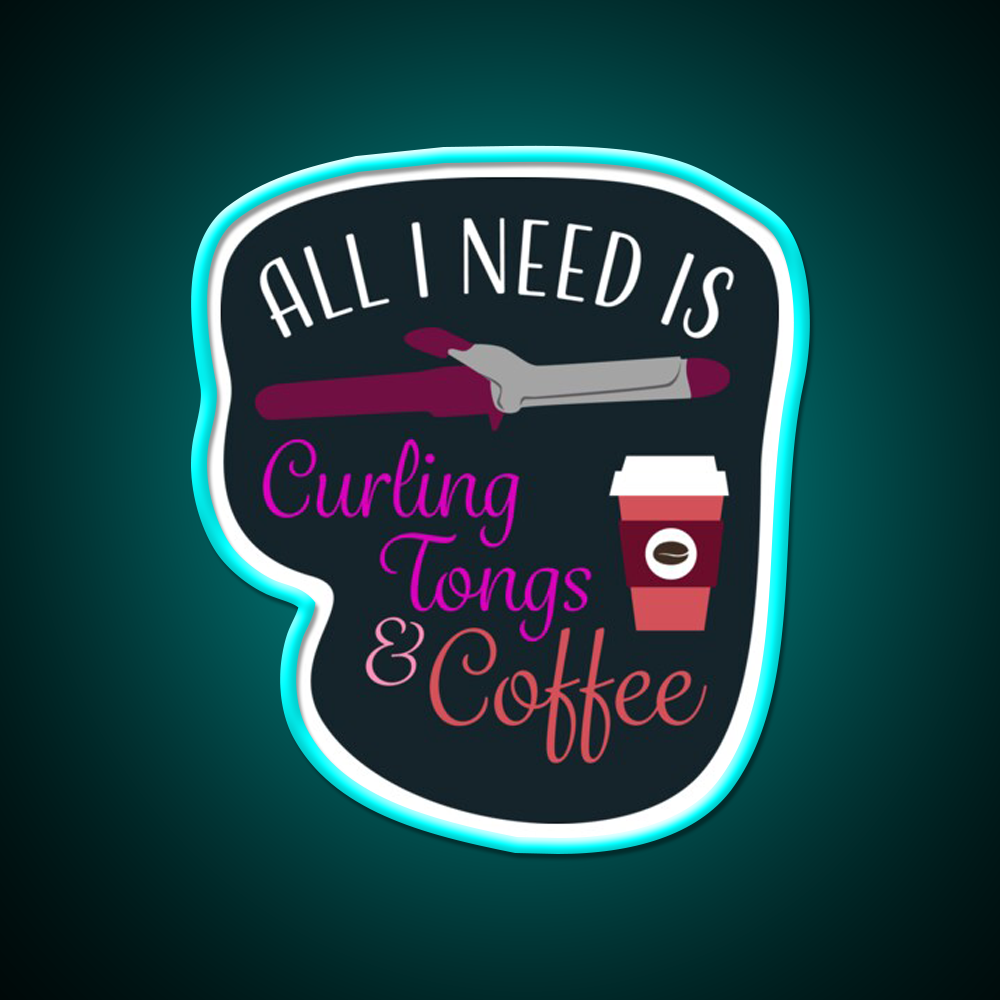 Curling Tongs And Coffee Nail Salon Led Neon Sign Rgb Color