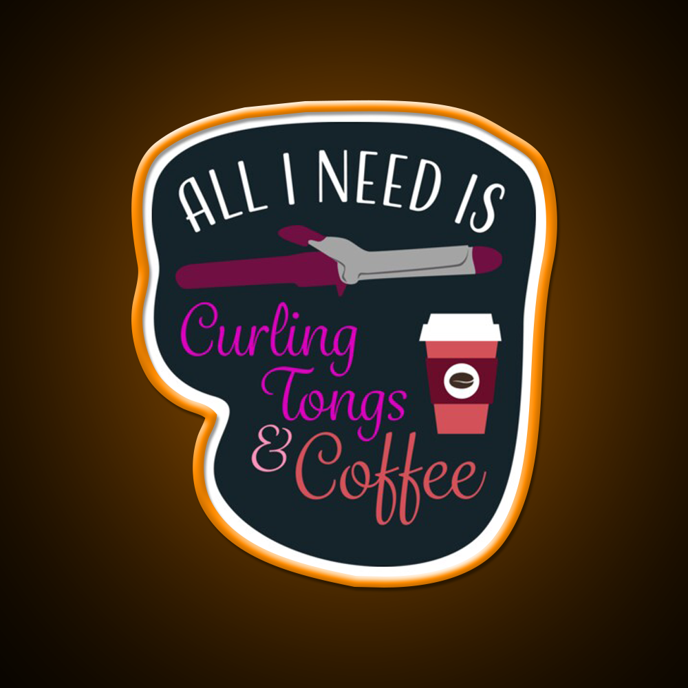 Curling Tongs And Coffee Nail Salon Led Neon Sign Rgb Color