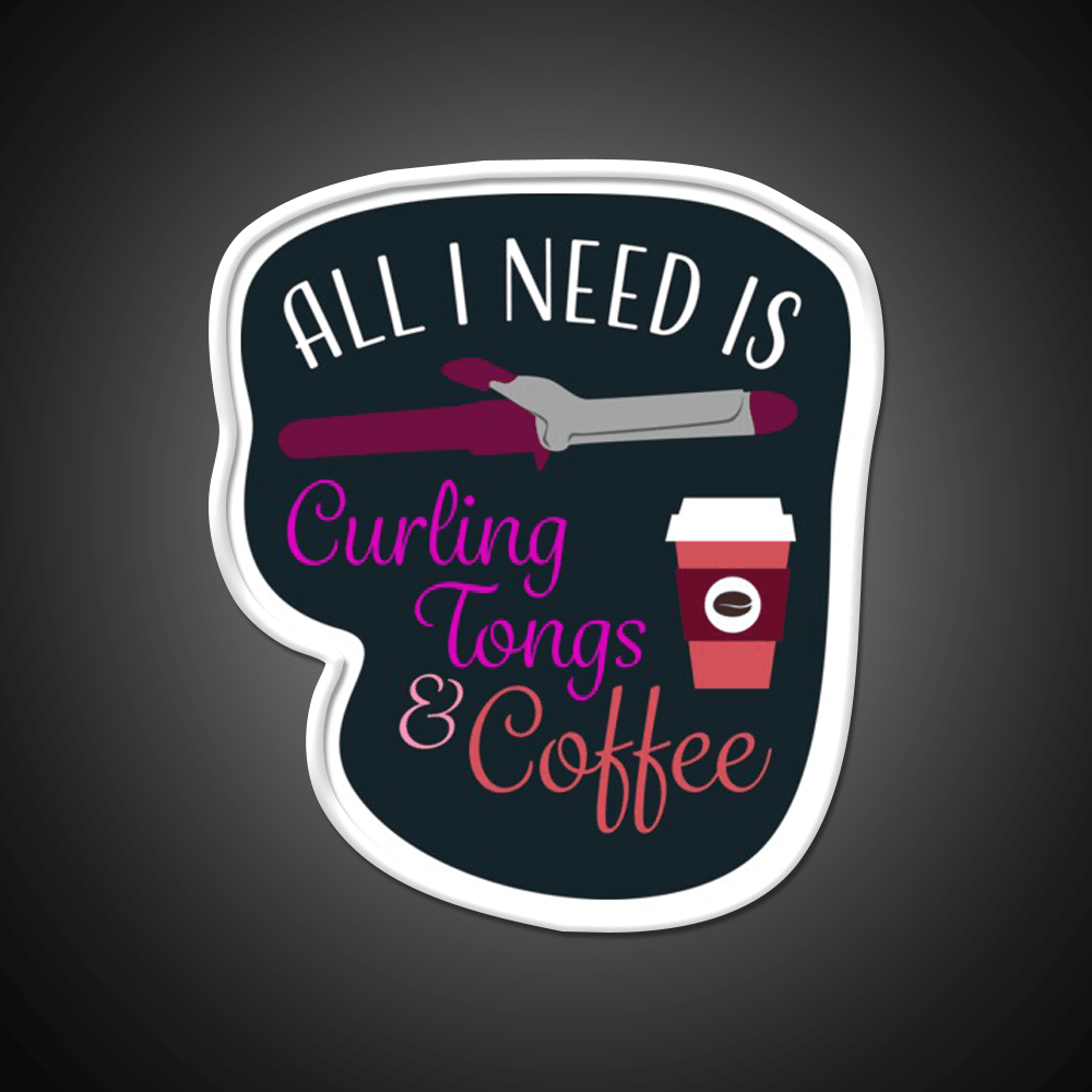 Curling Tongs And Coffee Nail Salon Led Neon Sign Rgb Color - Shineneon
