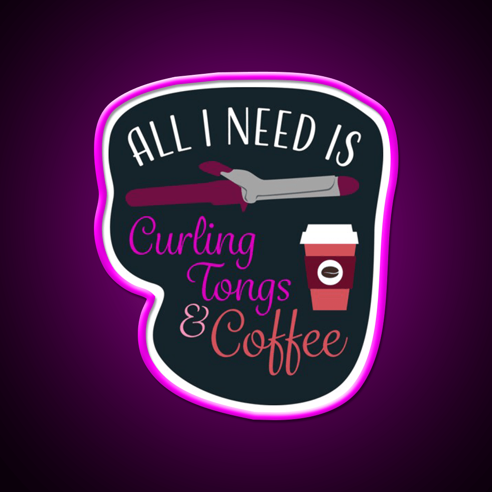 Curling Tongs And Coffee Nail Salon Led Neon Sign Rgb Color - Shineneon