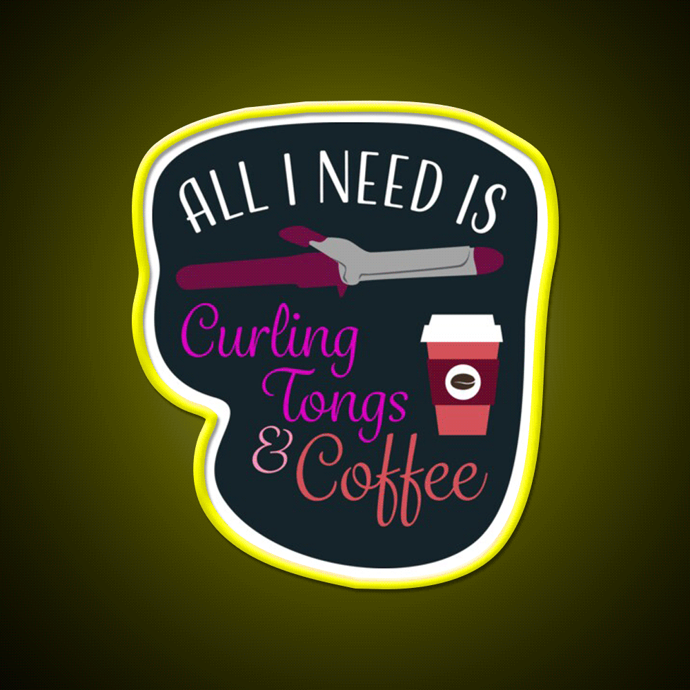 Curling Tongs And Coffee Nail Salon Led Neon Sign Rgb Color