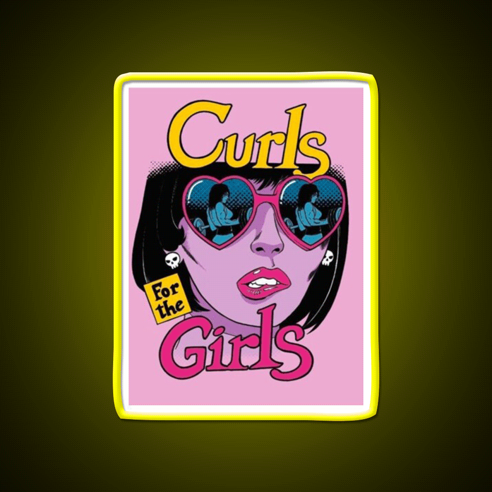Curls For The Girls Gym Fitness Led Neon Sign Rgb Color - Custom LED neon sign front view