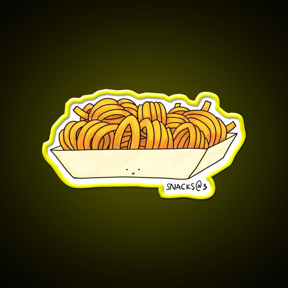 Curly Curly Curly Fries Snack Food Led Neon Sign Rgb Color - Custom LED neon sign front view