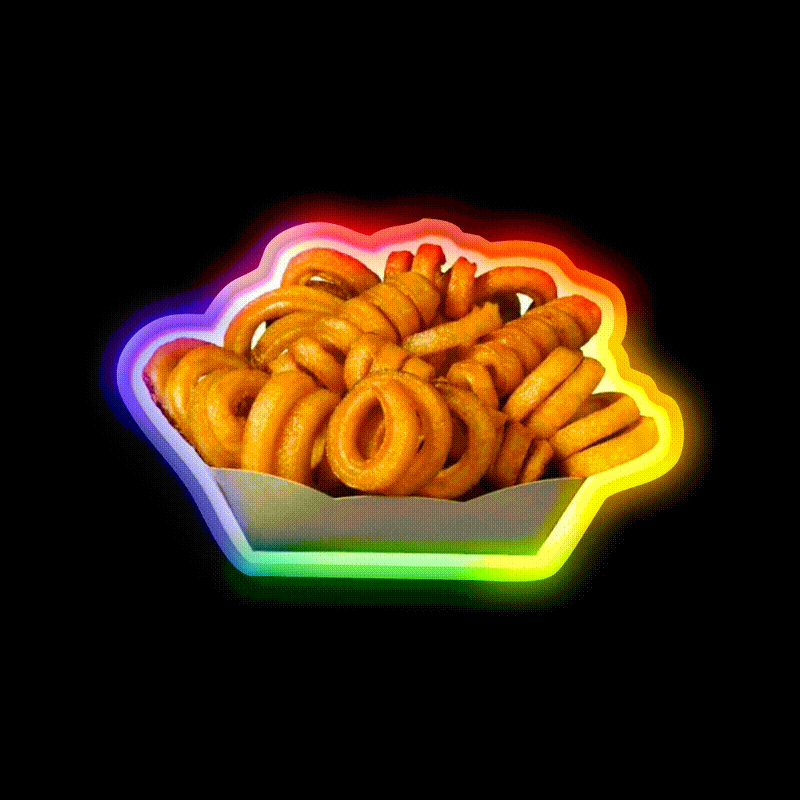 Curly Fries Fast Food Led Neon Sign For Burger Place Rgb Color