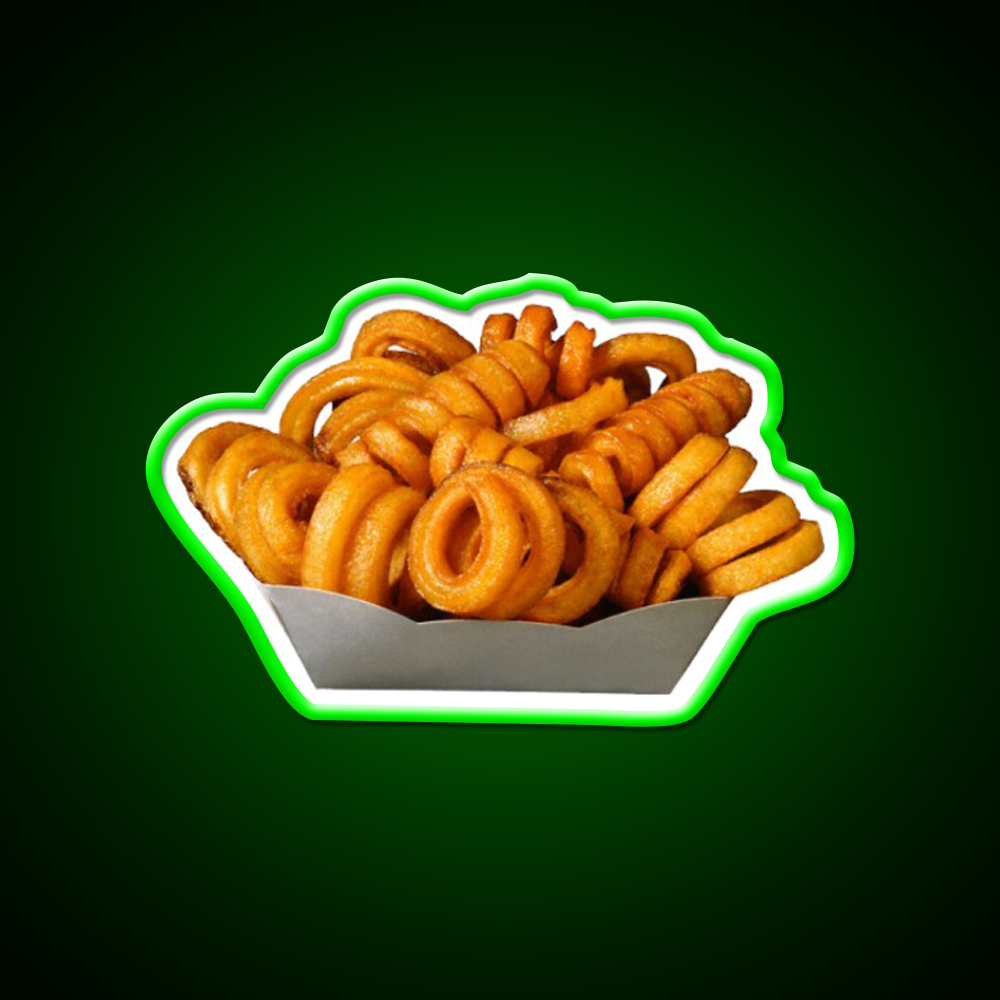 Curly Fries Fast Food Led Neon Sign For Burger Place Rgb Color