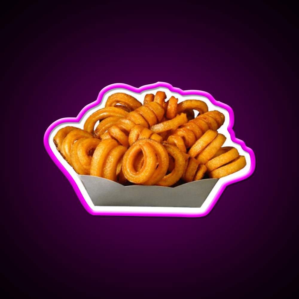 Curly Fries Fast Food Led Neon Sign For Burger Place Rgb Color