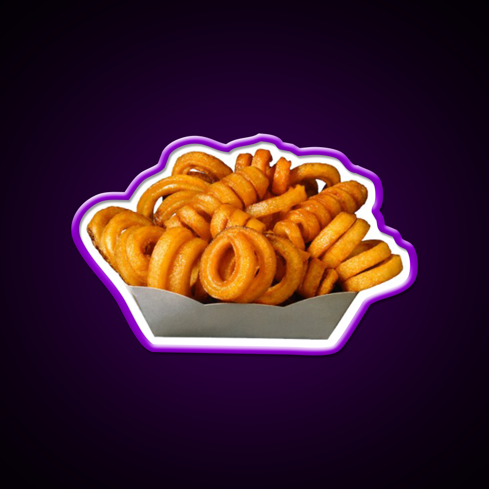 Curly Fries Fast Food Led Neon Sign For Burger Place Rgb Color