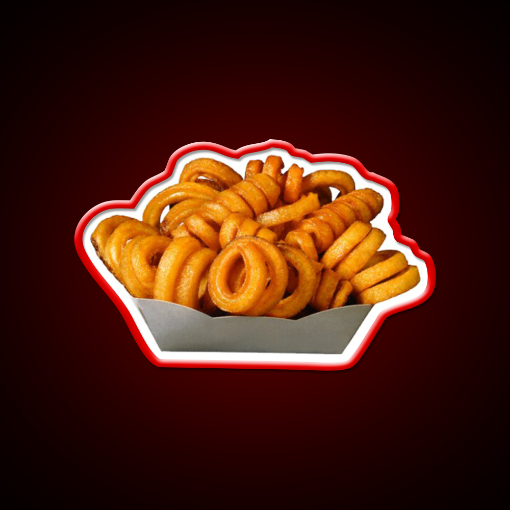 Curly Fries Fast Food Led Neon Sign For Burger Place Rgb Color