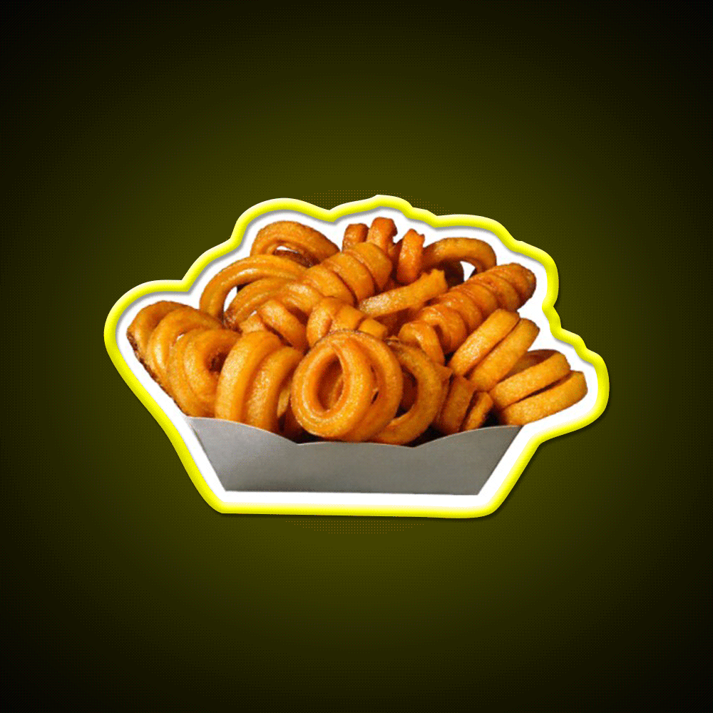 Curly Fries Fast Food Led Neon Sign For Burger Place Rgb Color