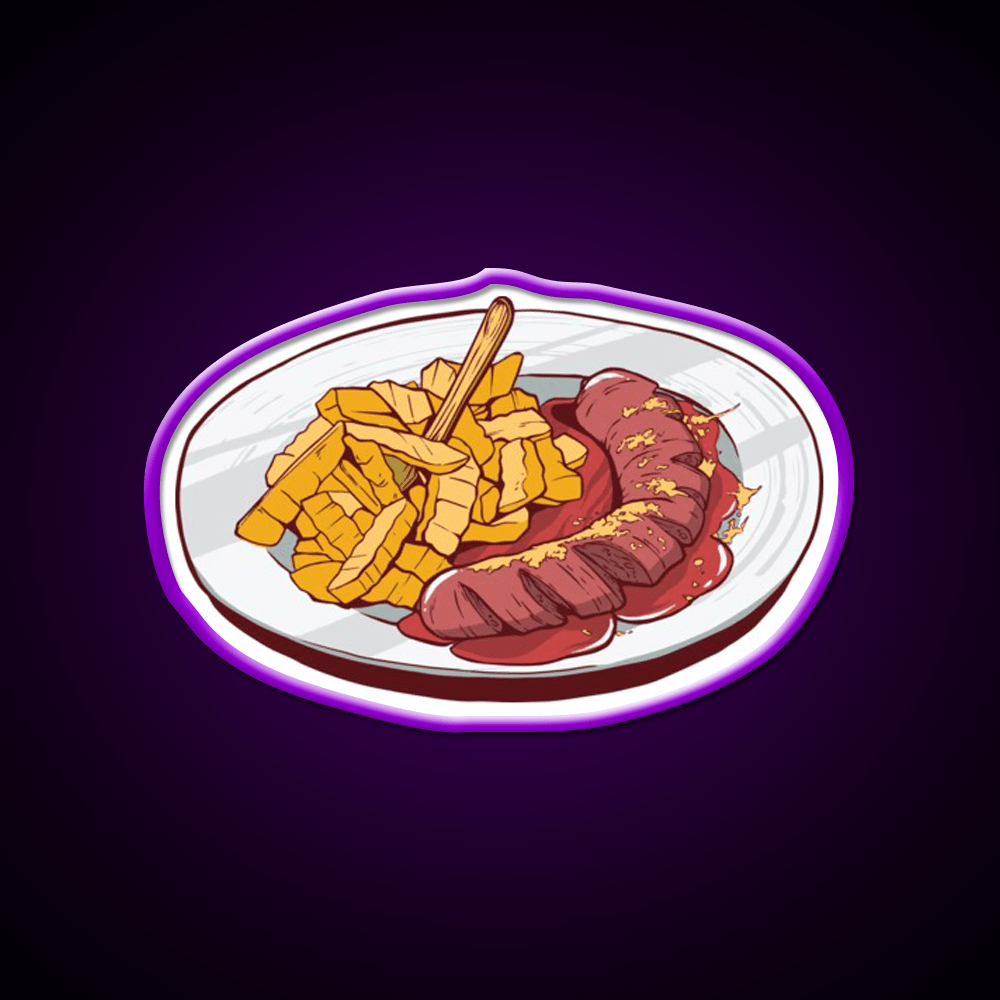 Currywurst With French Fries Snack Food Led Neon Sign Rgb Color - Shineneon