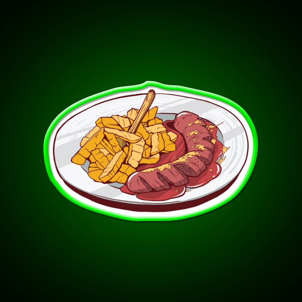 Currywurst With French Fries Snack Food Led Neon Sign Rgb Color - Shineneon