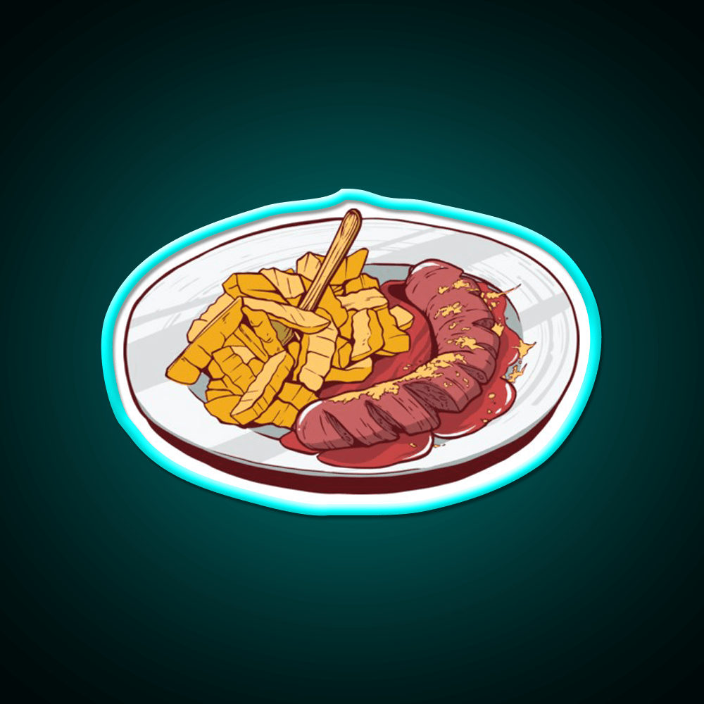 Currywurst With French Fries Snack Food Led Neon Sign Rgb Color - Shineneon