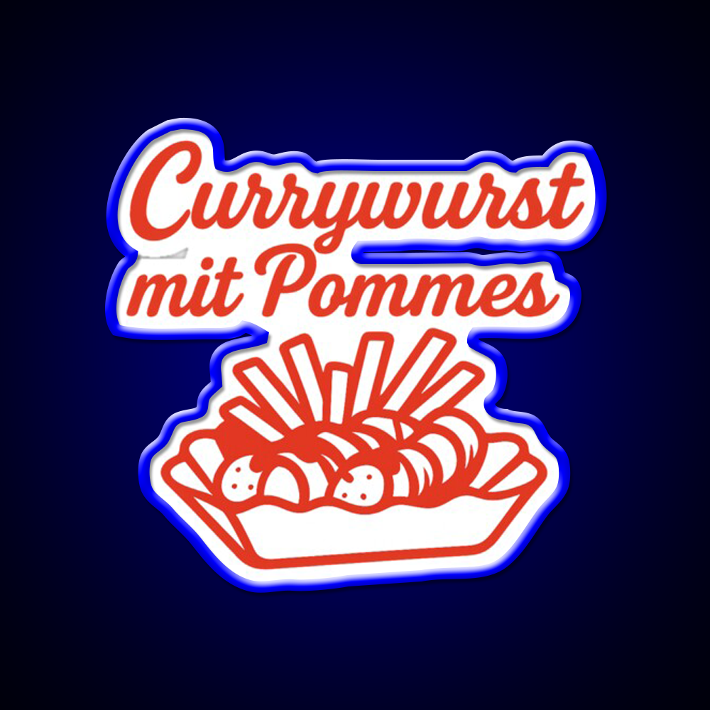 Currywurst With Fries Fast Food Led Neon Sign For Burger Place Rgb Color