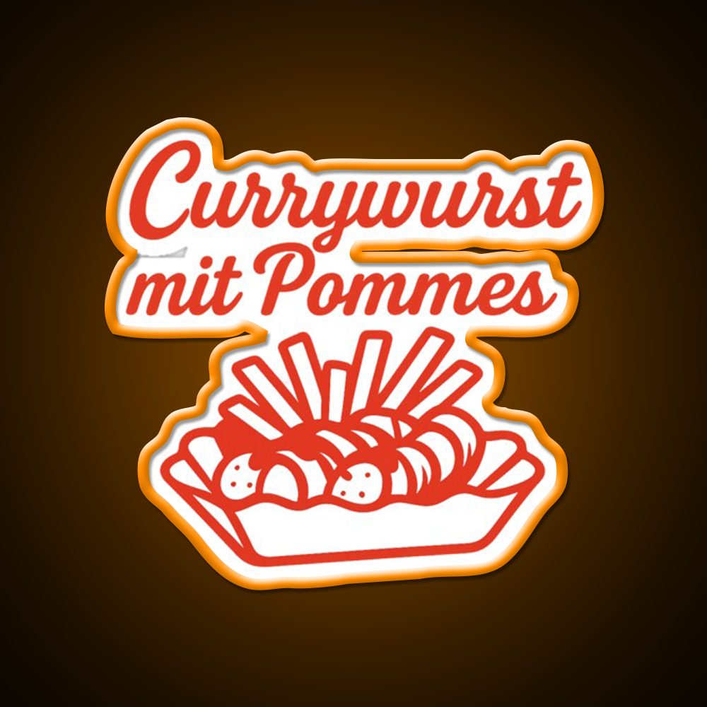 Currywurst With Fries Fast Food Led Neon Sign For Burger Place Rgb Color